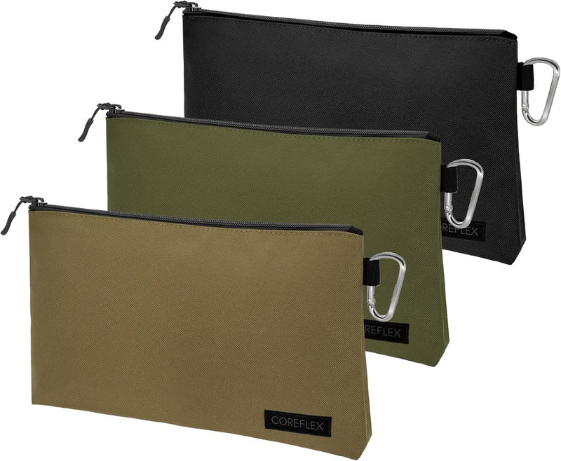 COREFLEX Premium Tool Pouch Zipper Bag, Small Tool Bag, Multipurpose Storage pouch, Heavy duty Flat Bottom Tool bag with YKK Zipper (3 pack Large 12inch) - Image 1